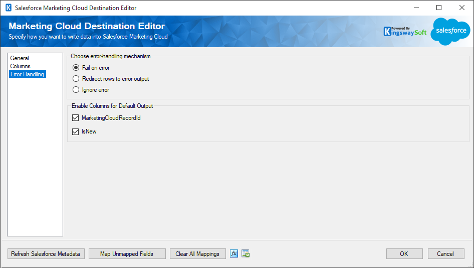 SSIS Salesforce Marketing Cloud Destination - Error Handling